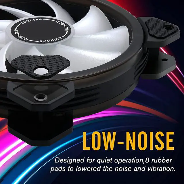 Alt view image 4 of 7 - EZDIY-FAB 120mm Computer Case Fan,Motherboard Aura Sync Fan,High Airflow,Speed Adjustable,Addressable RGB Fan with Fan Hub and Remote-3 Pack