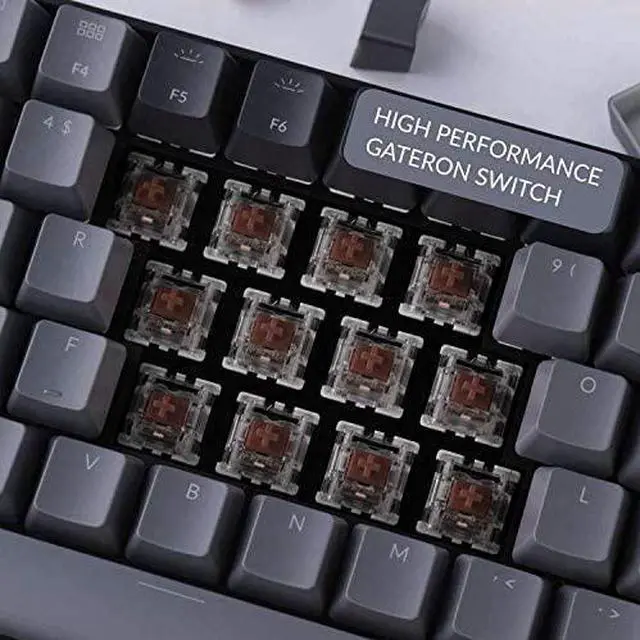 Alt view image 4 of 7 - Keychron K4V2 Wireless and Wired Mechanical Keyboard with RGB Backlit Gateron Brown Switches for Mac and Windows PC - 96% Layout (100 Keys) Plastic Frame, Black(K4-B3)