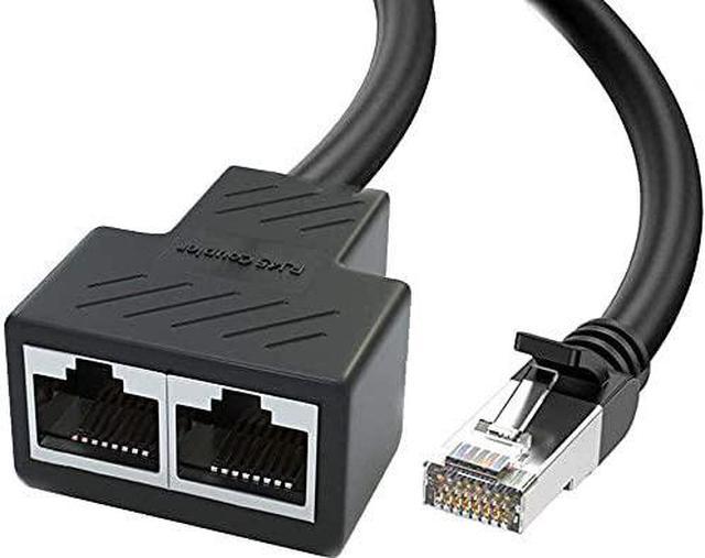 Répartiteur d'adaptateur Ethernet réseau RJ45 1 à 2 ports, câble adaptateur répartiteur  Ethernet LAN RJ45 1 mâle à 2 femelles adapté Super Cat5, Cat5e, Cat6, Cat7  LAN Adaptateur de connecteur de prise