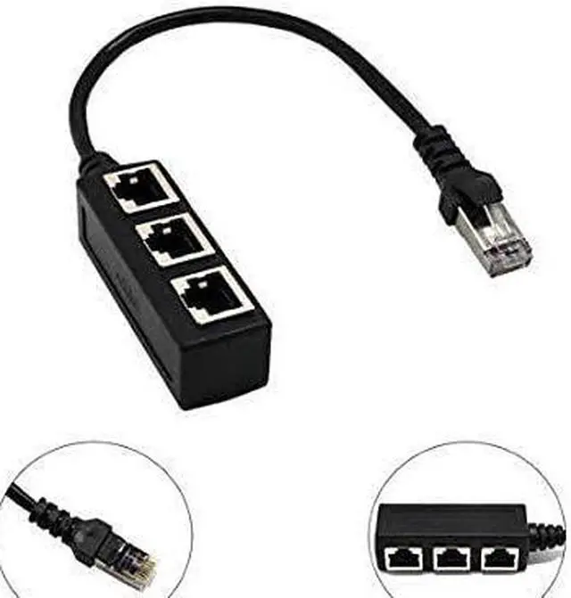 Alt view image 2 of 5 - RJ45 Ethernet Splitter Cable Minriu RJ45 Y Splitter Adapter 1 to 3 Port Ethernet Switch Adapter Cable for CAT 5/CAT 6/CAT 7