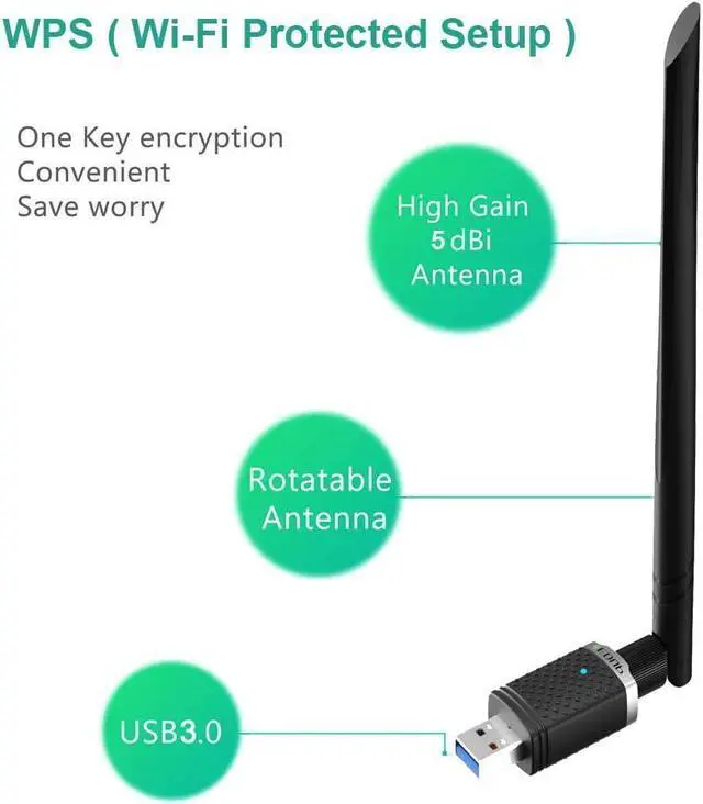 Alt view image 5 of 7 - EDUP USB 3.0 Wi-Fi Adapter AC1300Mbps WiFi Dongle 802.11 ac Wireless Network Adapter with Dual Band 2.4GHz/ 5.8GHz 5dBi Antenna for Desktop Windows XP/Vista / 7/8.1/10 / Mac 10. 6-10.14. 6