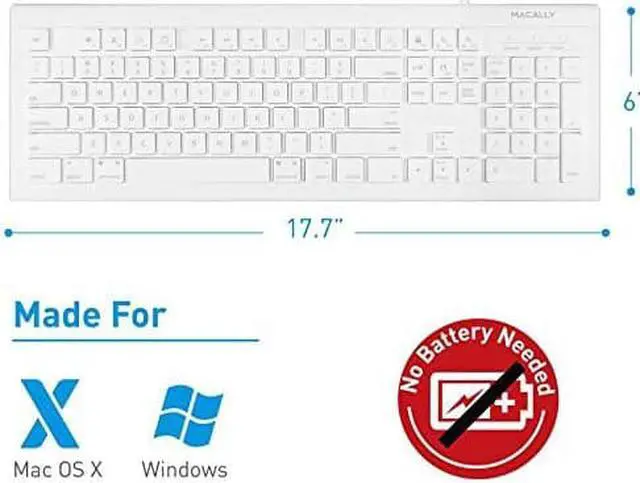 Alt view image 8 of 10 - 104 Key USB Wired Keyboard and Mouse Combo with Apple Shortcut Keys for Mac iMac Macbook and Windows PC (MKEYECOMBO) White