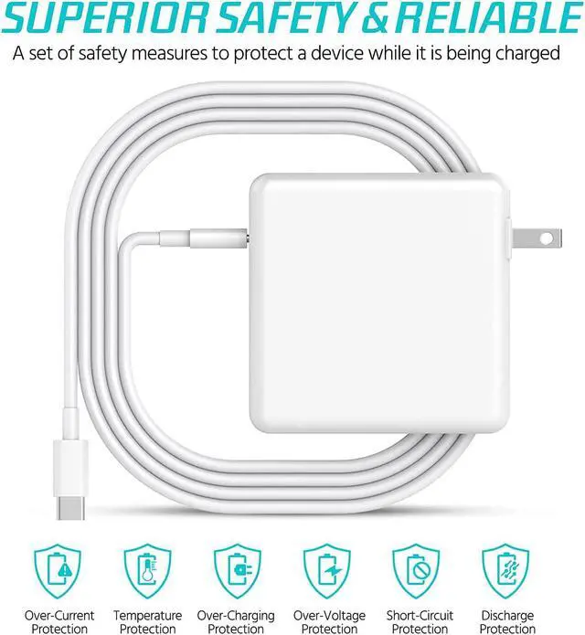 Alt view image 3 of 7 - 96W USB C Power Adapter Compatible with 16, 15, 13 Inch 2020 2019 2018, Thunderbolt 3 Laptop Power Supply, Included 6.6ft USB-C to USB-C Cable
