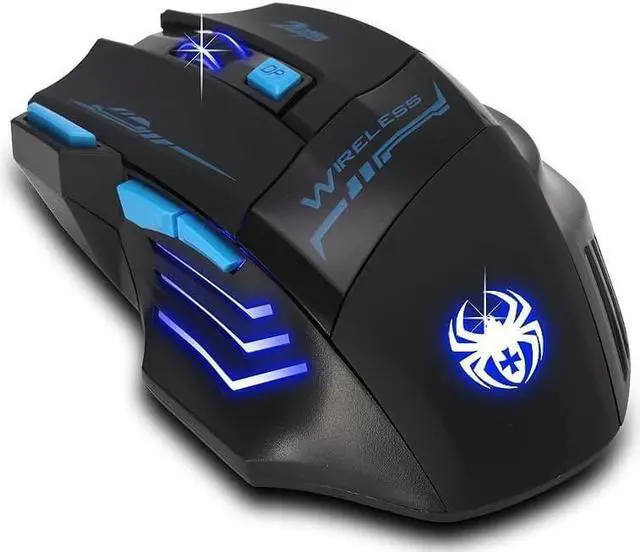Alt view image 3 of 7 - zelotes F14 Professional Blue LED 2400 DPI USB 2.4G Optical Wireless Gaming Mouse Mice for Laptop,Desktop,PC,MacBook (Black)
