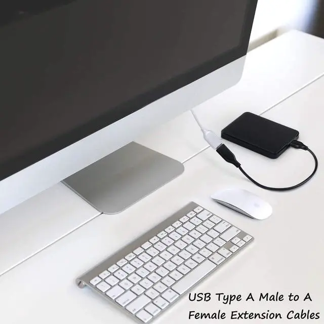 Alt view image 5 of 7 - USB Extension Cable White 2-Pack 2.0 6ft/2m USB Type A Male to A Female Extension Cord White USB Cable Extender with Gold-Plated Connectors
