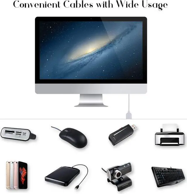 Alt view image 7 of 7 - USB Extension Cable White 2-Pack 2.0 6ft/2m USB Type A Male to A Female Extension Cord White USB Cable Extender with Gold-Plated Connectors