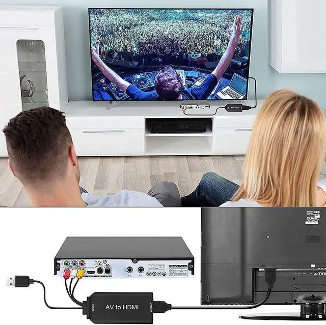 Alt view image 6 of 6 - RCA to HDMI 1080P RCA Composite CVBS AV to HDMI Video Audio Converter Adapter with USB Charge Cable Compatible with PC Laptop Xbox PS4 PS3 TV STB VHS VCR Camera DVD