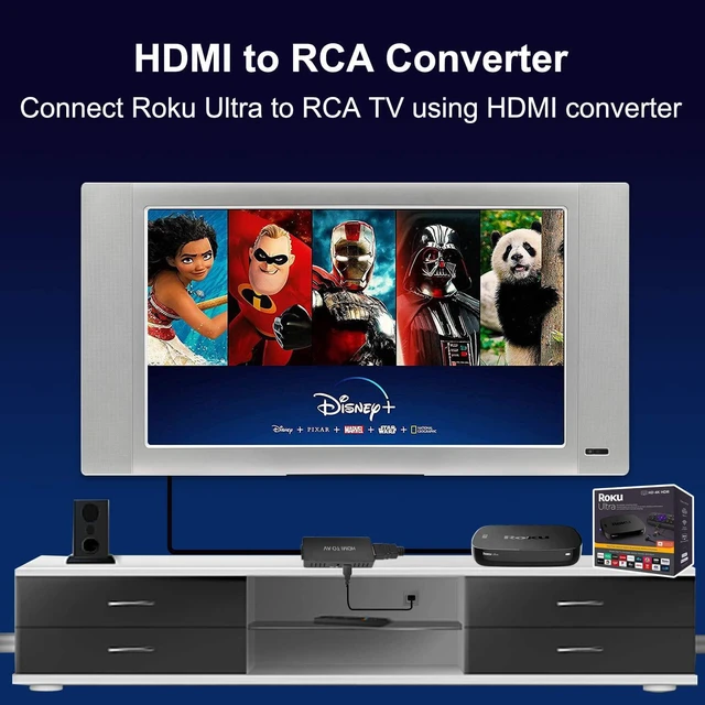 Alt view image 4 of 6 - Dingsun HDMI to RCA Converter for Old TV Adapter, HDMI to Composite Converter Compatible Roku, Chromecast, PC, Laptop, Xbox, STB, VHS, VCR, DVD, Blu-Ray Player, Android TV Box, ect.