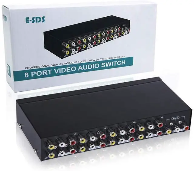 Alt view image 10 of 15 - 8-Way AV Switch RCA Switcher 8 in 1 Out Composite Video L/R Audio Selector Box for DVD STB Game Consoles CV0235