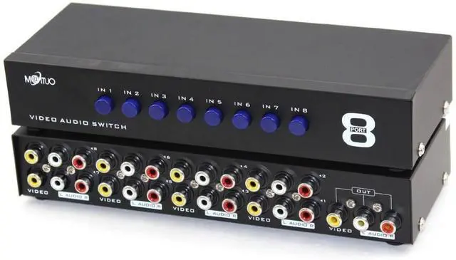 Alt view image 6 of 15 - 8-Way AV Switch RCA Switcher 8 in 1 Out Composite Video L/R Audio Selector Box for DVD STB Game Consoles CV0235