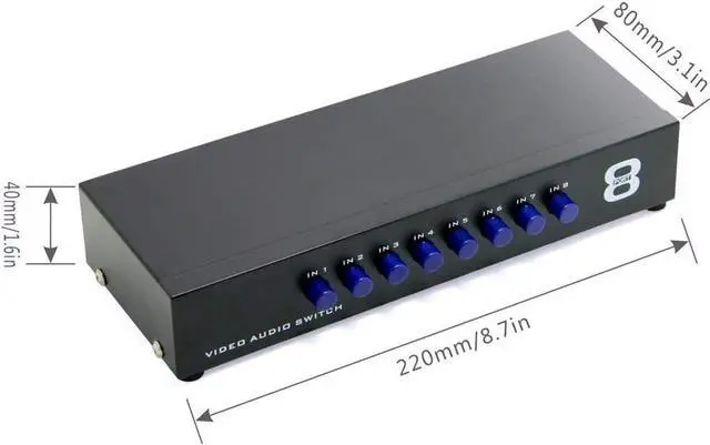 Alt view image 5 of 5 - Panlong 8-Way AV Switch RCA Switcher 8 in 1 Out Composite Video L/R Audio Selector Box for DVD STB Game Consoles