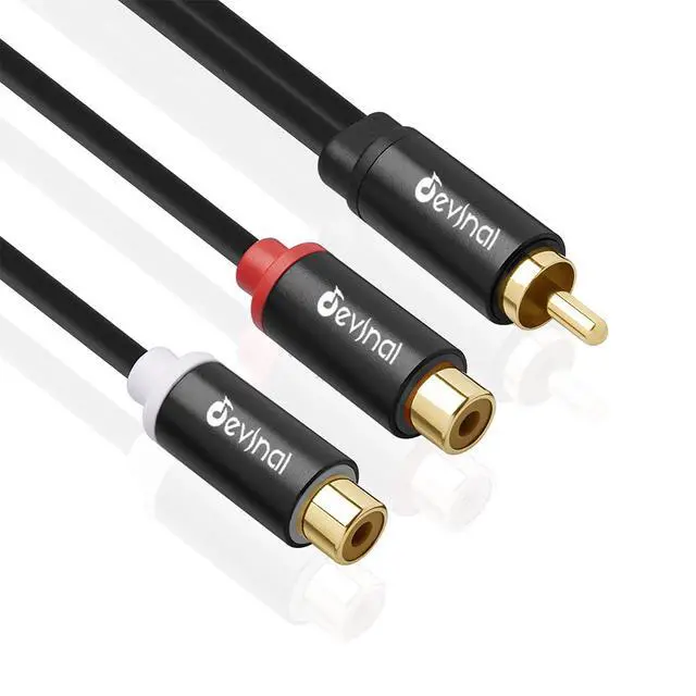 Alt view image 18 of 18 - RCA Y Cable 1 Male to 2 Female RCA Splitter subwoofer Splitter Adapter Gold Plated 10 inch