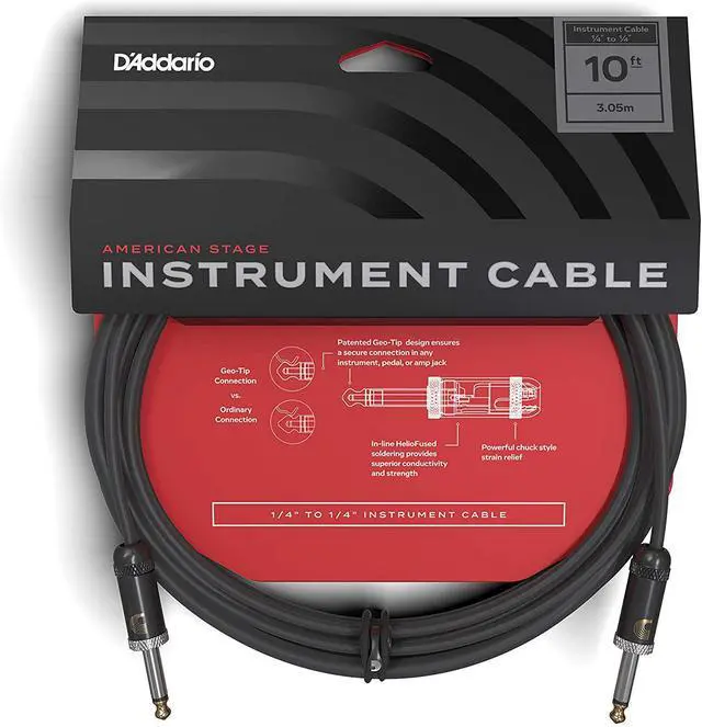 Alt view image 15 of 15 - DAddario American Stage Instrument Cable 10 feet