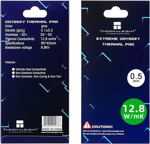 Alt view image 8 of 10 - Thermal Pad 0.5mm 12.8 W/mK 85x45x0.5mm Thermalright Non Conductive Heat Resistance Extreme Odyssey Silicone Thermal Pads for PC Laptop Heatsink/CPU/GPU/LED/PS5/PS4/SSD/RAM Cooler -0.5mm