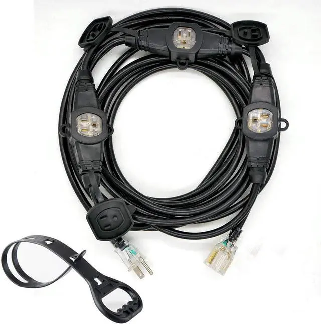 Alt view image 15 of 20 - 25FT 12 Gauge Outdoor Power Extension Cord Four Outlet Cable.Multiple Evenly-Spaced Plug Ideal for Landscaping Light Stage Backline Holiday Decoration and ChristmasUL Listed Cord Splitter