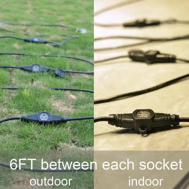 Alt view image 20 of 20 - 25FT 12 Gauge Outdoor Power Extension Cord Four Outlet Cable.Multiple Evenly-Spaced Plug Ideal for Landscaping Light Stage Backline Holiday Decoration and ChristmasUL Listed Cord Splitter