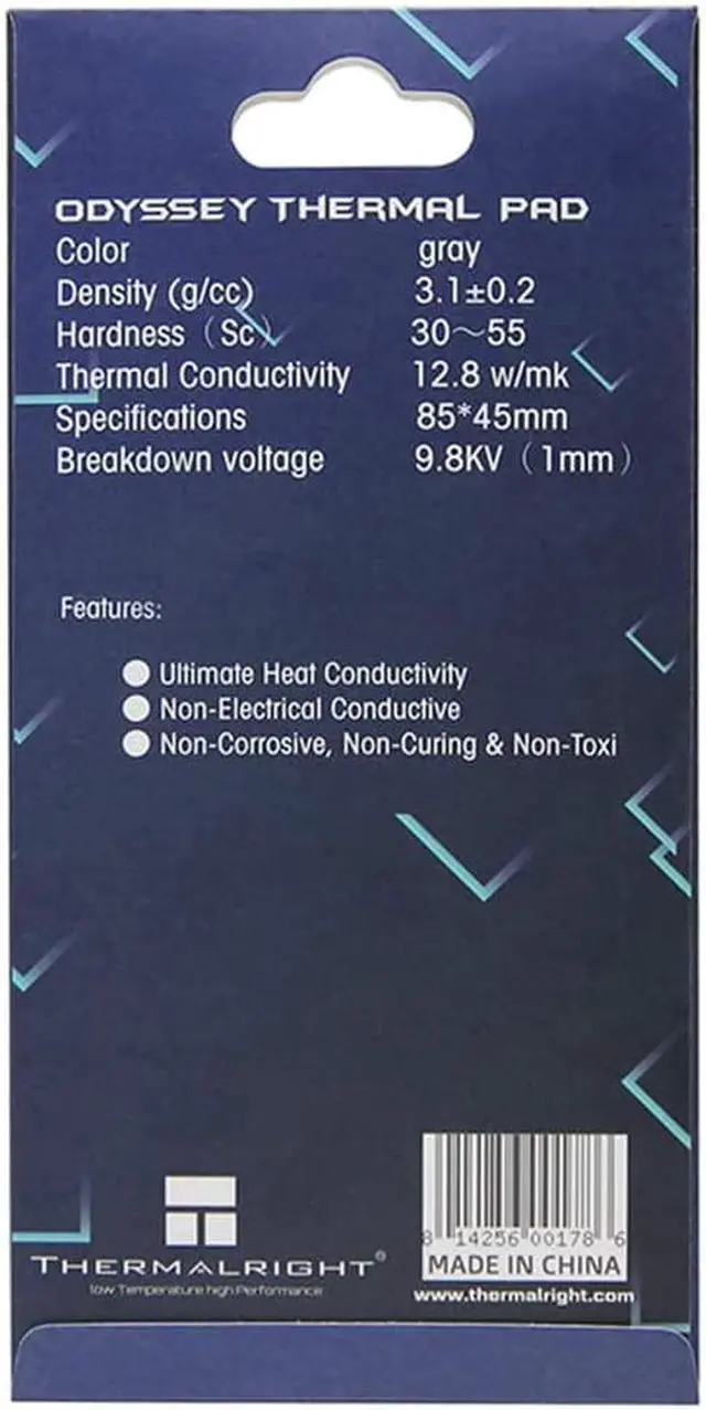 Alt view image 6 of 6 - Thermalright Thermal Pad 12.8 W/mK 85x45x0.5mm Non Conductive Heat Resistance High Temperature Resistance Silicone Thermal Pads for Laptop Heatsink/GPU/CPU/LED Cooler (0.5mm)