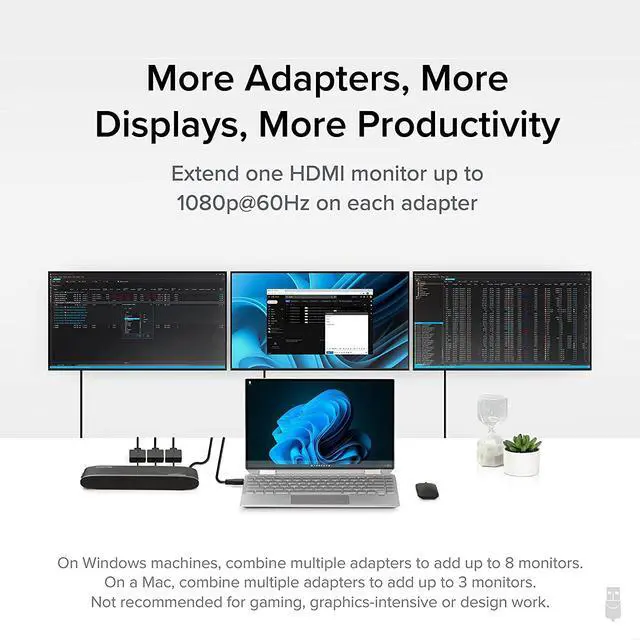 Alt view image 10 of 14 - USB C to HDMI Adapter Universal Video Graphics Adapter for USB 3.0 and USB-C Macs and Windows Extend an HDMI Monitor up to 1080p@60Hz