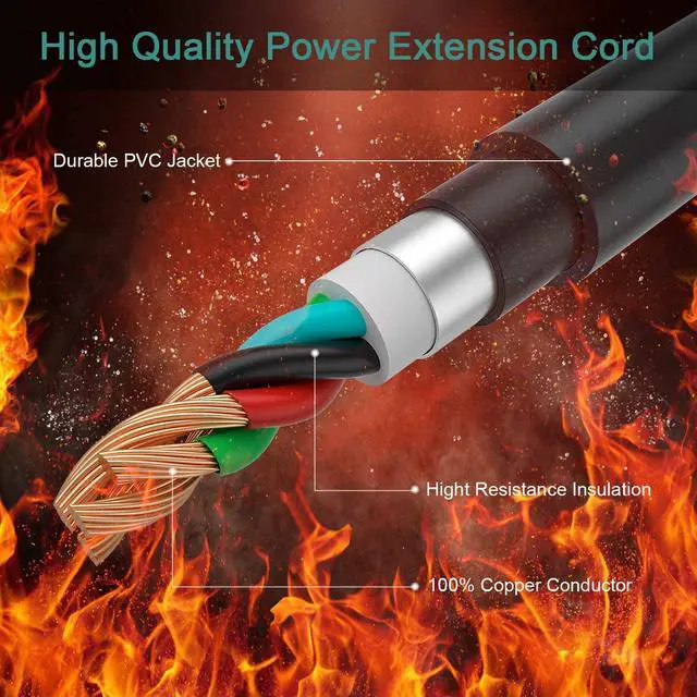 Alt view image 4 of 7 - Rophor Dryer Extension Cord 4 Prong, 30 Amp NEMA 14-30P to 14-30R Extension Cord for Dryer Power Extension and EV Charging, 125V/250V, 10 Feet