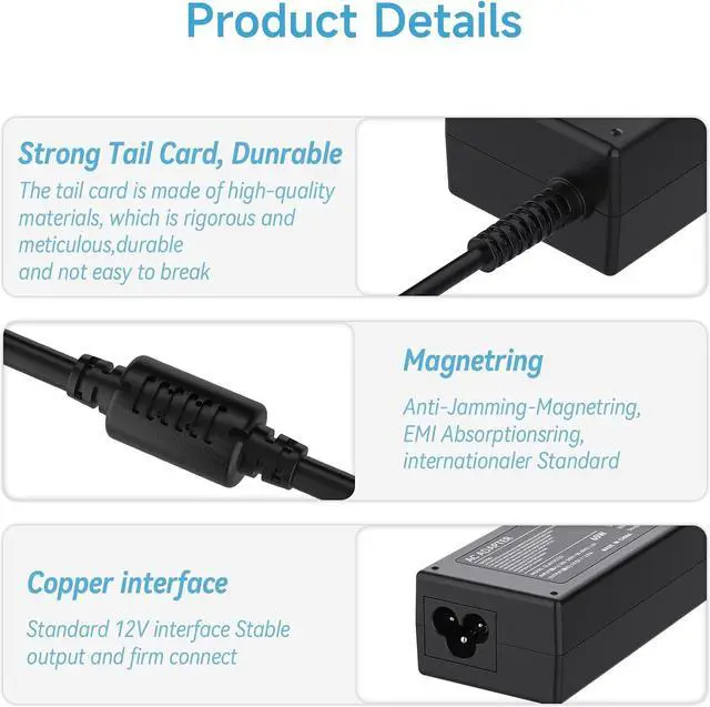 Alt view image 3 of 7 - HP 65W AC Adapter Laptop Charger Replacement for HP EliteBook 840 830 850 820 745 G3 G4 G5 G6, HP Pavilion x360 15 13,HP Notebook 14 15, HP Envy X360 15 17 13 15-w117cl 17m-bw0013dx Power Supply Cord