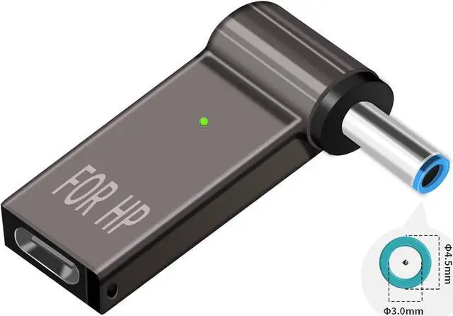 Alt view image 7 of 7 - USB C to 4.5mm Laptop Charging Adapter Female Type C to Male DC 4.5 x 3.0mm Barrel Jack Plug Converter 100W PD Power Charger Connector Tip for Probook Notebook Elitebook f211wm f233wm ENVY 17 13 15 HP