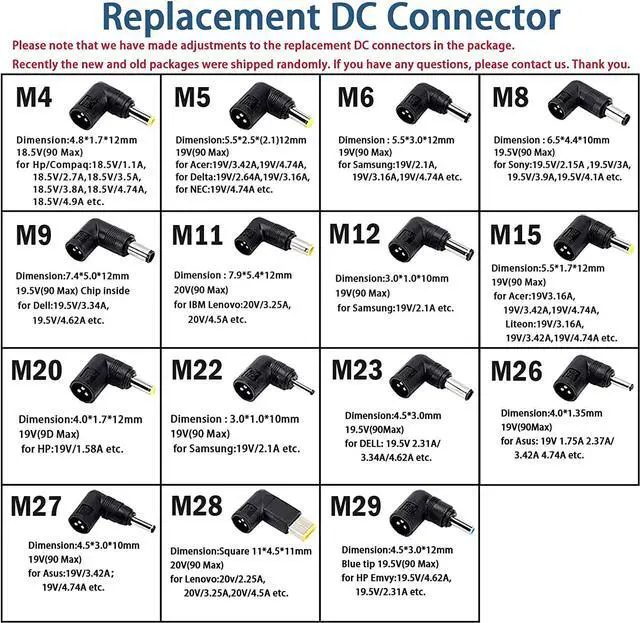 Alt view image 2 of 7 - Gonine 90W Universal Laptop Charger, 110-240V AC to DC 19V 19.5V 20V 18.5V 15V 16V AC Power Supply Adapter, Compatible with HP Dell Acer Asus Toshiba Gateway Lenovo Notebook.