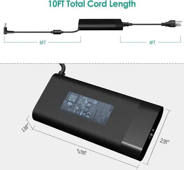 Alt view image 3 of 7 - 150W Genuin AC Charger Fit for Original HP Zbook 15 16 17 15u 15v G3 G4 G5 G6 G7 G8 G9 ZBook Studio G3 G4 G5 G6 G7 G8 OMEN by 15 17 Pavilion Gaming 15 17 TPN-CA11 TPN-DA09 Laptop Power Adapter Supply