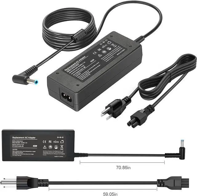 Alt view image 6 of 7 - Laptop Charger 45W Power Cord: Replacement for HP 14 15 15.6 17 Portable Students and Business Laptop Model 741727-001 AC Adapter - 45W 19.5V 2.31A for HP Pavilion/Stream Computer Power Supply