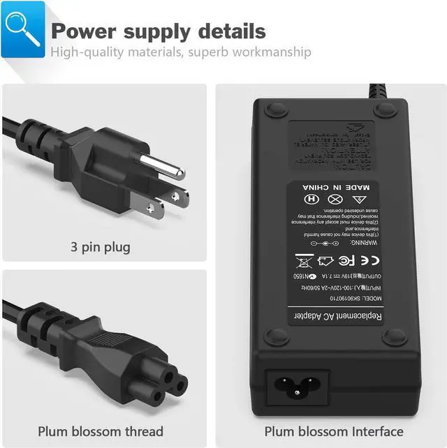 Alt view image 4 of 7 - 135W AC Adapter Laptop Charger for HP 391174-001 384023 481420-001; HP DC7800 DC7900; HP Compaq Elite 8000 8200 8300 with Size 7.4mm 5.0mm Power Supply Cord Plug