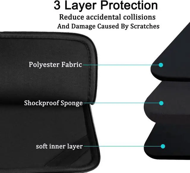 Alt view image 4 of 7 - Laptop Case Sleeve 15.6 inch Durable Shockproof Protective Computer Carrying Cover with Front Pocket Briefcase Handbags Laptop Sleeve Bag for 15.6 inch HP    Notebook Black
