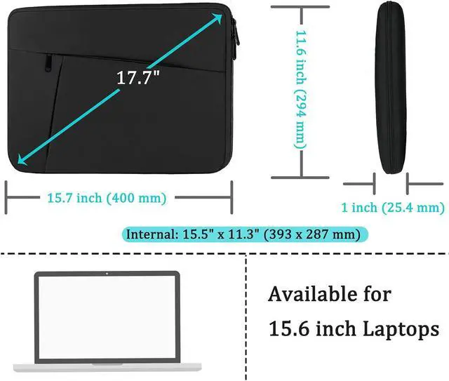 Alt view image 5 of 7 - Laptop Case Sleeve 15.6 inch Durable Shockproof Protective Computer Carrying Cover with Front Pocket Briefcase Handbags Laptop Sleeve Bag for 15.6 inch HP    Notebook Black