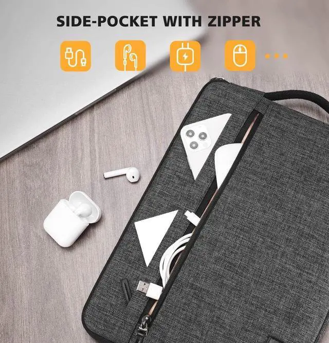 Alt view image 2 of 6 - Laptop Tablet Sleeve 10 Inch Water-Resistant Computer Case Hand Bag for 9.7- 11 iPad Pro/10.2 iPad/10.9 iPad/10.5  Galaxy Tab/10.5 Surface Go 3/10.1  Smart Grey