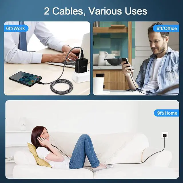 Alt view image 5 of 7 - Android Charger, 3A Power Adapter Phone Fast Charging Box Plug Cube, 6FT 9FT Type C Cable Cords for Motorola Moto Edge 5G UW,One 5g Ace,G Pure,G Stylus 2024,G Power 2023 2022 2021 Edge 50 30 Ultra Z4