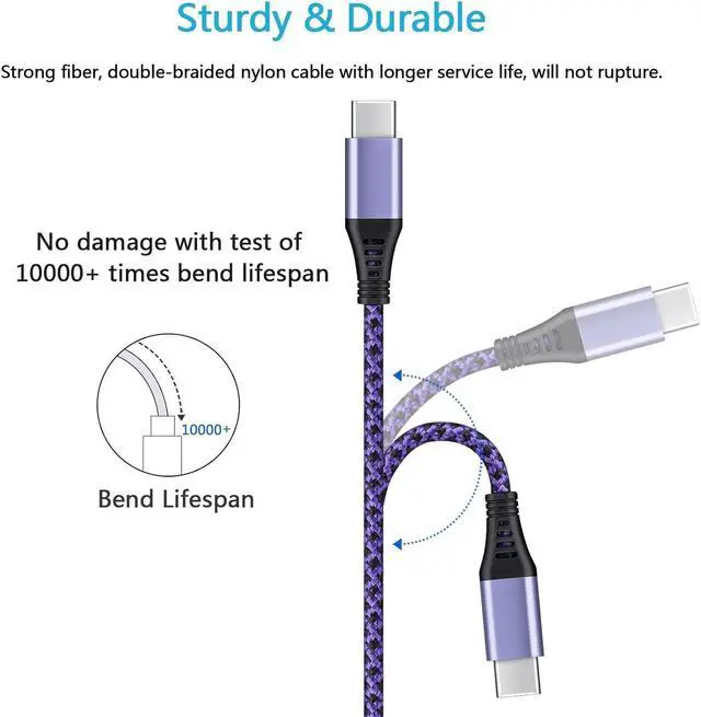 Alt view image 2 of 7 - 4Pack 6ft Fast USB Type C Cable Phone Charger Charging Cord for LG Stylo 4 5 6, LG G5 G6 G7 G8 G8X V20 V30 V40 V50 ThinQ, LG Velvet 5G, Wing 5G, LG K51 K52 K61 K62 K71 K92 K42 K41S K51S 2021
