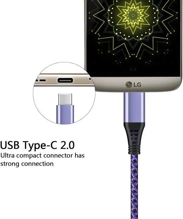 Alt view image 6 of 7 - 4Pack 6ft Fast USB Type C Cable Phone Charger Charging Cord for LG Stylo 4 5 6, LG G5 G6 G7 G8 G8X V20 V30 V40 V50 ThinQ, LG Velvet 5G, Wing 5G, LG K51 K52 K61 K62 K71 K92 K42 K41S K51S 2021