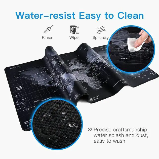 Alt view image 6 of 7 - Gaming Mouse Pad, Large Mouse Pad Size 31.5x11.8 Thickness 0.1inches,Premium-Textured Non-Slip & Waterproof Computer Mousepad with Stitched Edges for Gaming, Office & Home-80x30 Map002