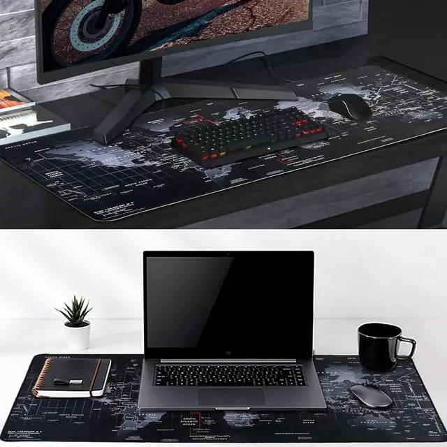 Alt view image 7 of 7 - Gaming Mouse Pad, Large Mouse Pad Size 31.5x11.8 Thickness 0.1inches,Premium-Textured Non-Slip & Waterproof Computer Mousepad with Stitched Edges for Gaming, Office & Home-80x30 Map002