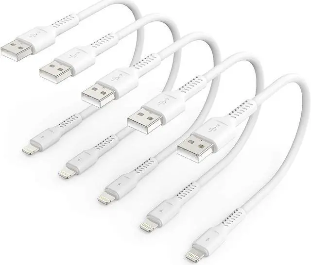 Main image of 1ft iPhone Charge Cable Short 5Pack USB to Lightning Cord for Fast Charging Stations 1 Foot Compatible with  iPhone 12 11 Pro Max Xs 8 7 6 5 Plus iPad Air/Mini