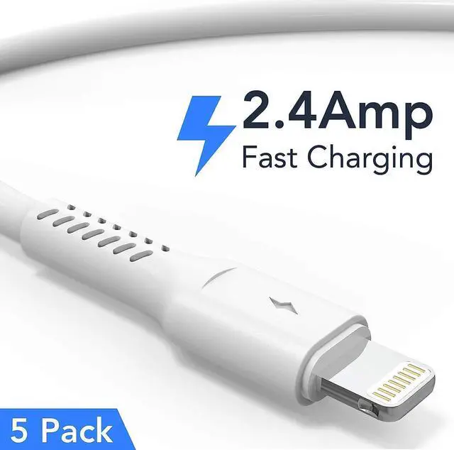 Alt view image 2 of 7 - 1ft iPhone Charge Cable Short 5Pack USB to Lightning Cord for Fast Charging Stations 1 Foot Compatible with  iPhone 12 11 Pro Max Xs 8 7 6 5 Plus iPad Air/Mini