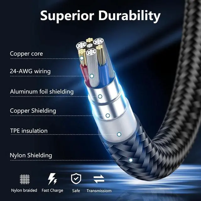 Alt view image 6 of 7 - iPhone Charger Cable 3ft Lightning to USB Cables Fast iPhone Charging Cord 5Pack [Apple MFi Certified] Nylon Braided for iPhone 14 Pro Max/iPhone 13 plus/12 Pro/11 Mini/XR/Xs/X/8/7/6S/6/SE/iPad Air