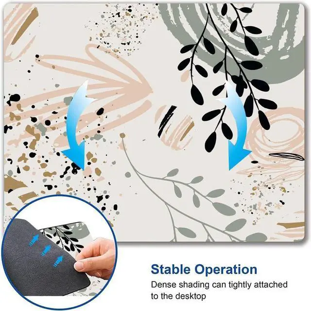 Alt view image 3 of 6 - Mouse Pad Mouse Pad with Abstract Art Design Square Mouse Mat Waterproof MousePad Non-Slip Rubber Base Mouse Pads for Office Laptop Modern Boho Leaves