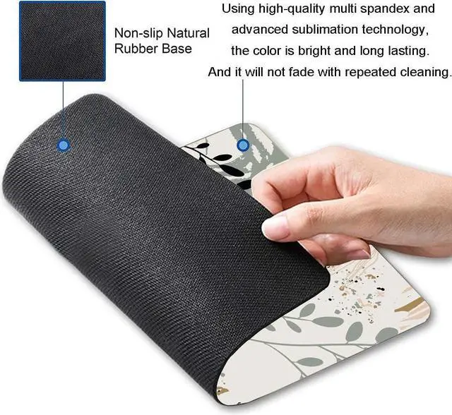 Alt view image 6 of 6 - Mouse Pad Mouse Pad with Abstract Art Design Square Mouse Mat Waterproof MousePad Non-Slip Rubber Base Mouse Pads for Office Laptop Modern Boho Leaves
