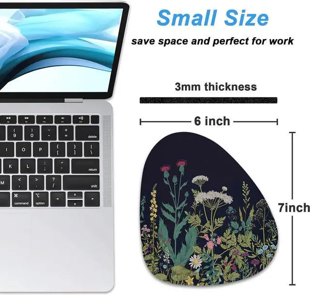 Alt view image 2 of 7 - Small Mouse Pad 6 x 7 Inch Irregular Mini Mouse Pad with Non-Slip Rubber Base Waterproof Compact Mouse Mat for Laptop Computer Wireless Mouse Keyboard Home Office Travel Midnight Flowers