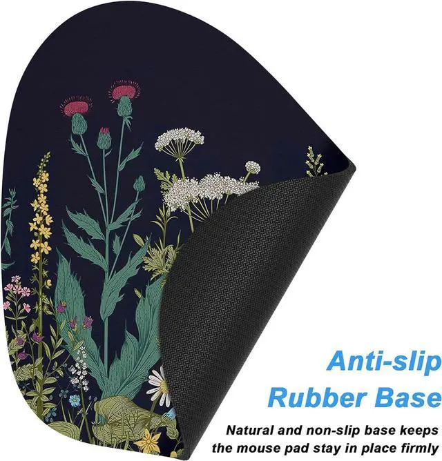 Alt view image 6 of 7 - Small Mouse Pad 6 x 7 Inch Irregular Mini Mouse Pad with Non-Slip Rubber Base Waterproof Compact Mouse Mat for Laptop Computer Wireless Mouse Keyboard Home Office Travel Midnight Flowers