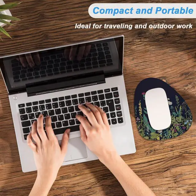 Alt view image 7 of 7 - Small Mouse Pad 6 x 7 Inch Irregular Mini Mouse Pad with Non-Slip Rubber Base Waterproof Compact Mouse Mat for Laptop Computer Wireless Mouse Keyboard Home Office Travel Midnight Flowers