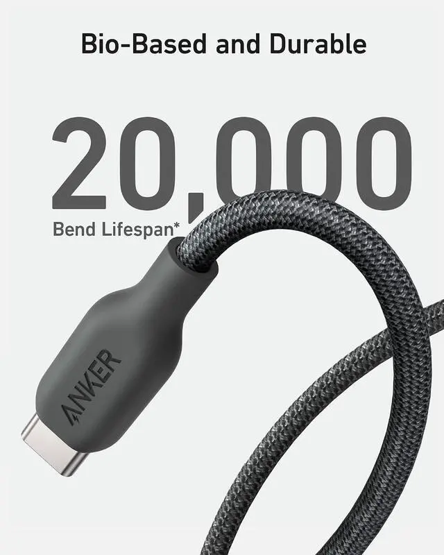 Alt view image 6 of 7 - USB C Cable, 240W Bio-Braided Type C Fast Charge Cord for iPhone 17 Series, MacBook Pro 2020, iPad Pro,and More(USB 2.0, 6FT, Phantom Black)