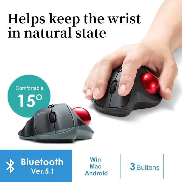 Alt view image 4 of 7 - SANWA Tb130 Bluetooth Trackball Mouse + Numeric Keypad Combo, Silent Click Roller Ball Mice, 4 DPI Adjustable, Rechargeable Wireless Ten Key Portable, Compatible with MacBook, Windows, Laptop, iOS