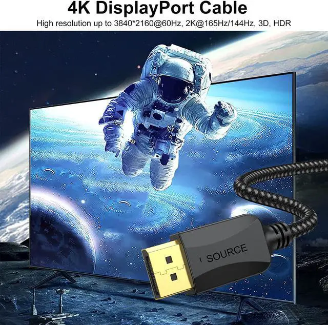 Alt view image 4 of 7 - DisplayPort to DisplayPort Cable 3 ft, 10-Pack DP Display Port Cable Adapter Male to Male 4K, 2k@165Hz/ 144Hz for Computer, Docking Station, Monitor and More