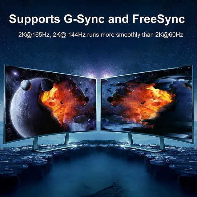 Alt view image 5 of 7 - DisplayPort to DisplayPort Cable 1.5 ft 2-Pack Thin DP Display Port Cable Adapter Male to Male 4K Braided 2k@165Hz/144Hz/120Hz for Computer Docking Station Monitor Splitter KVM and More