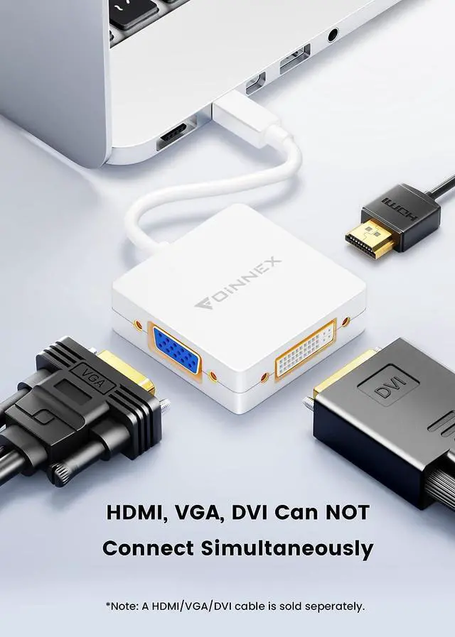 Alt view image 2 of 7 - Mini DisplayPort to HDMI DVI VGA Adapter 4K  Surface Video Display Converter Mini DP to HDMI VGA DVI Adaptor for MacBook Pro Surface Book